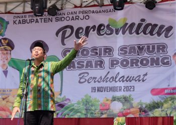 Diresmikan Gus Muhdlor, Grosir Sayur Pasar Porong Lebih Bersih dan Tertata Rapi