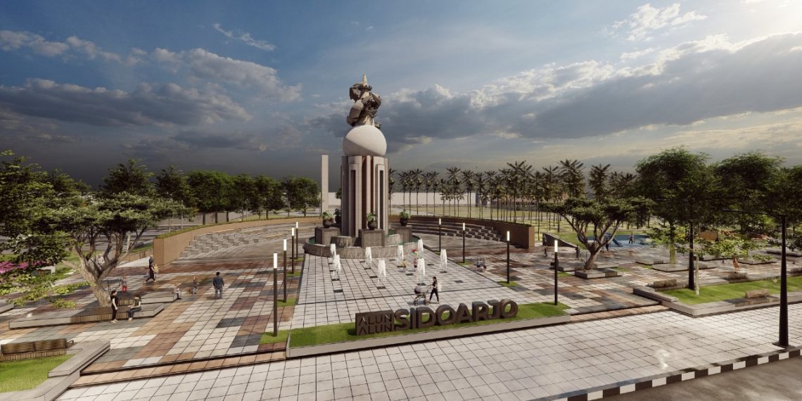 Gus Muhdlor Percantik Alun-alun Sidoarjo, Bangun Taman Air Mancur