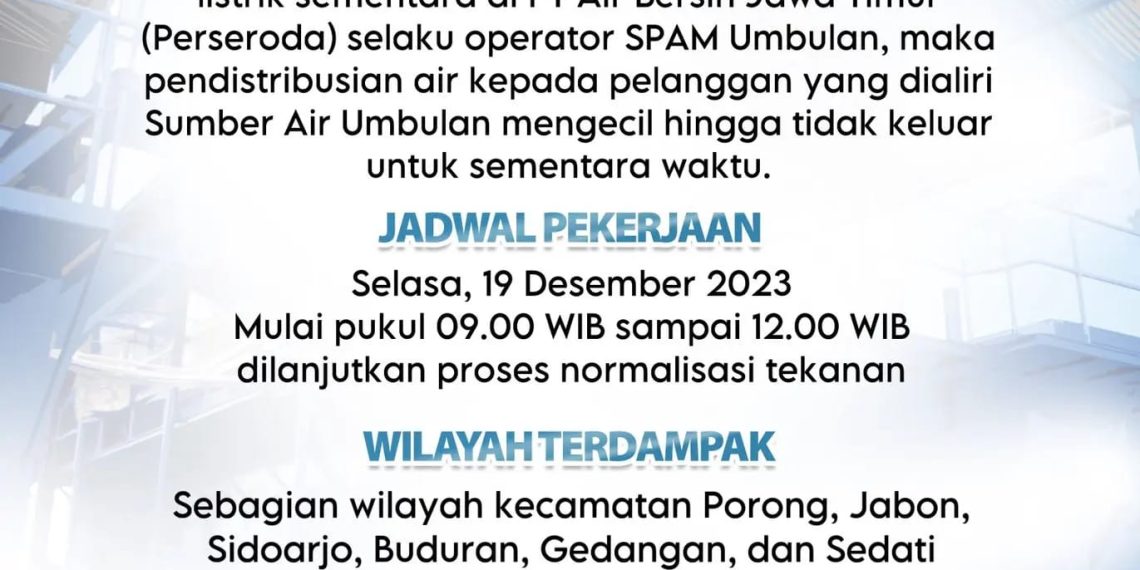 Siap-siap Tampung Air! Aliran PDAM Delta Tirta di Wilayah Ini akan Mengecil Sementara